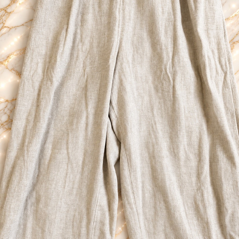 Abercrombie & Fitch Small Linen Blend Strapless Wide Leg Jumpsuit Neutral - Picture 8 of 10